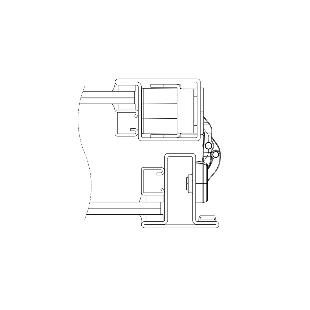180 degree opened steel door with Straq hinge being inserted in the door element profile